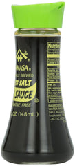Yamasa Less Salt Soy Sauce pouring action demonstrates smooth, versatile seasoning for stir-fries.