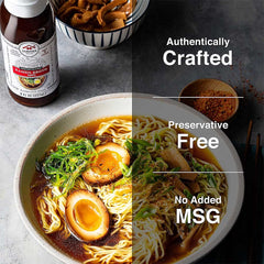 Yamasa Shoyu broth pour action over noodles emphasizes deep earthy aroma.