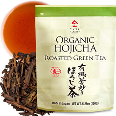 YAMASAN KYOTO UJI hojicha loose leaf tea, 150g bag, warm earthy aroma for evening relaxation.