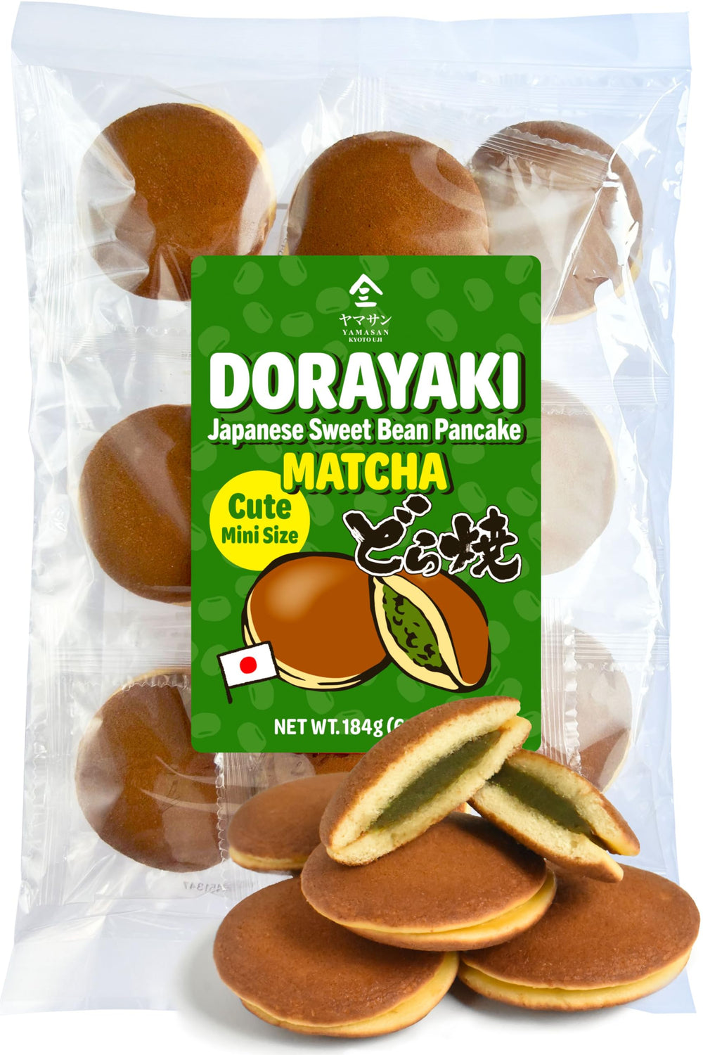 Yamasan Kyoto Uji mini dorayaki packaging, convenient on-the-go snack.