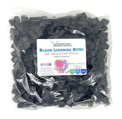 YANKEETRADERS Black Licorice Bites bag view emphasizes bulk value for sharing