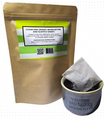 Yaupon Brothers Green Tea cup image showing calming notes for daily ritual.