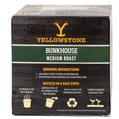 Yellowstone Bunkhouse mug with steam evokes early ranch mornings.