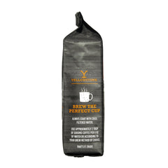 Yellowstone Maple Bourbon coffee ground bag: airtight packaging preserves freshness.