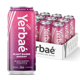 YERBAÉ Black Cherry Pineapple can close-up highlighting zero sugar and plant-based energy.