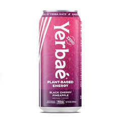 Close-up of YERBAÉ with yerba mate imagery signaling 160 mg caffeine naturally sourced.