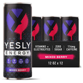 Yesly Energy Drink mixed berry can front for crisp hydration and sustained energy