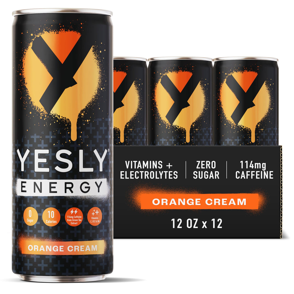 Yesly Energy Orange Cream can front view showing vibrant packaging and brand name for active days