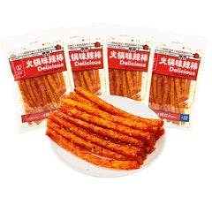 YMeijian Latiao hot-spicy 4-pack packaging highlighting bold flavor and convenience.