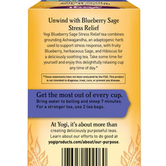 Closeup of Ashwagandha and herbs in Yogi Blueberry Sage blend.