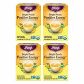 Yogi Bright Peach Tea bags ready to brew for a refreshing energy lift.