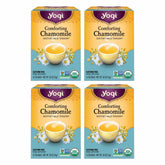 Yogi Comforting Chamomile tea bags ready to brew for caffeine-free relaxation.