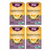 Yogi Egyptian Licorice Tea bags in pack, caffeine-free and organic.