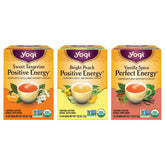 Yogi Energy Variety Pack tea bags ready to brew for an energy boost.
