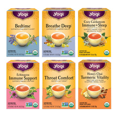 Yogi Get Well Tea Sampler front-pack view shows six herbal blends for wellness