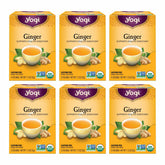Yogi Ginger Tea bag in cup with warming aroma and digestion-friendly notes.