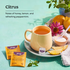 Yogi blend features lemongrass, peppermint, and other ingredients for balanced flavor.