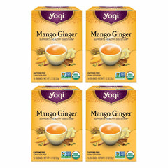 Yogi Mango Ginger tea bags ready to brew a vibrant cup after meals