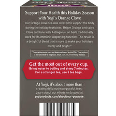 Four-pack box of Yogi Orange Clove tea on display