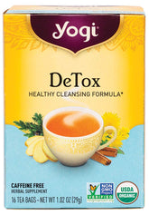 Yogi Organic Detox Tea box front showing herbal blend for daily wellness