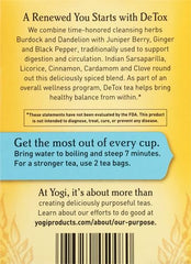 Yogi Organic Detox Tea herbal blend closeup with aromatic spice notes for a comforting sip