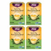 Yogi Pure Decaf Green Tea packaging showing organic label for a trusted cup