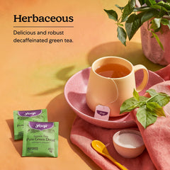 Steam rising from a cup of Yogi Pure Decaf Green Tea