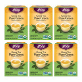 Yogi Pure Green Tea box front, premium organic leaves for a refreshing daily ritual.