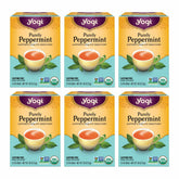 Yogi Purely Peppermint tea box set with six boxes and tea bags