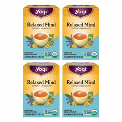 Yogi Relaxed Mind Tea Pack close up, a calming ritual for stress-relief evenings.