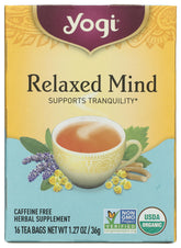 Yogi Relaxed Mind packaging varies, signaling a calming ritual.
