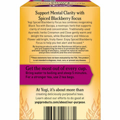 Yogi Spiced Blackberry Focus packaging box showing four-pack bundle.