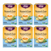 Yogi Stomach Ease packaging box for a convenient six-pack digestion tea.