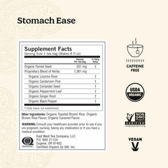 Yogi Stomach Ease tea bags display for a comforting brew.