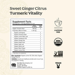 Yogi Sweet Ginger Citrus Turmeric Vitality tea bags ready for a comforting cup.