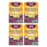 Yogi Blackberry Apple Cider Digestive Awakening box shows organic, caffeine-free comfort.