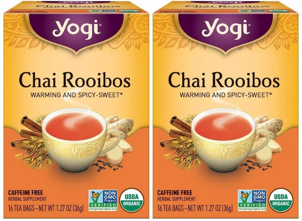 Yogi Tea Chai Rooibos pack-2: caffeine-free, spice-forward blend for any time of day
