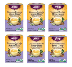 Yogi Cinnamon Horchata packaging on shelf highlighting organic sleep tea