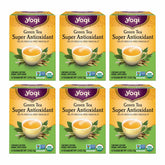 Yogi Tea Green Tea Super Antioxidant packaging with organic and non-GMO hints