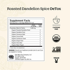 Box packaging showing a convenient 4-pack of Yogi Roasted Dandelion Spice DeTox.