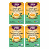 Yogi Soothing Relief Constipation tea with senna leaves for gentle overnight support.