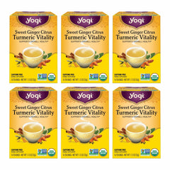 Yogi Sweet Ginger Citrus Turmeric Vitality six-pack bundle box.