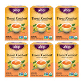 Yogi Throat Comfort tea bags in pack, ready for soothing cups.