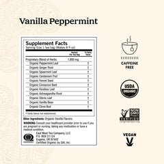 Yogi Vanilla Peppermint tea cup steeping to release peppermint aroma