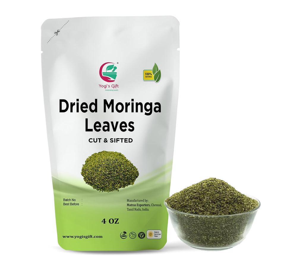 Yogi's Gift Moringa leaves loose 4 oz pack for tea, salads, and soups.