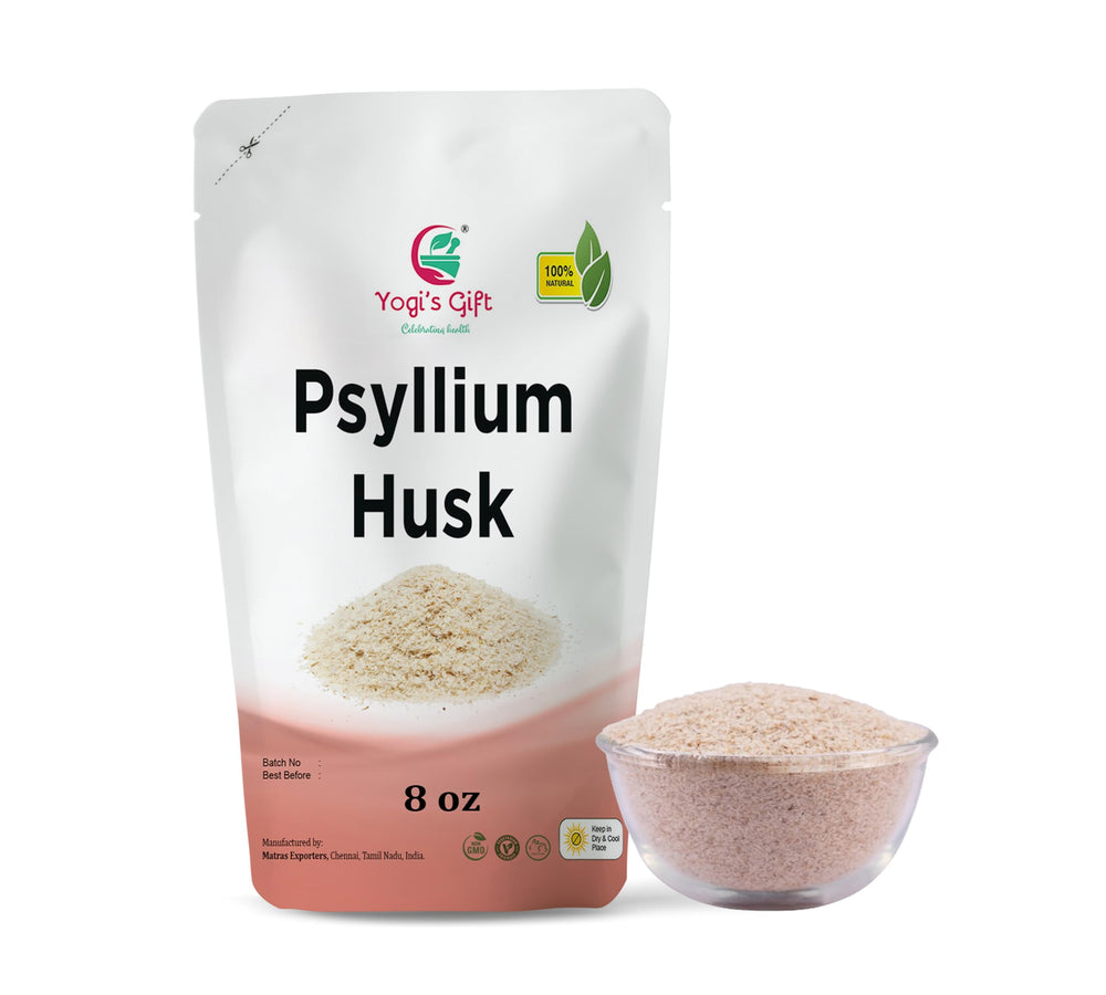 Yogi's Gift psyllium husk bottle for daily smoothies, pure fiber