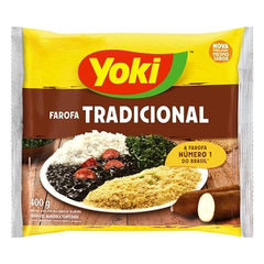 Yoki two-pack farofa cassava flour display for convenient meal prep.