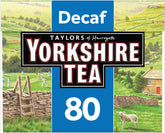 Yorkshire Tea Decaf 80-tea-bags pack front showing classic packaging for a relaxing cuppa