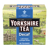 Yorkshire Tea decaf 80-teabags pack for a caffeine-free morning ritual.