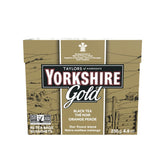 Yorkshire Tea Gold teabags in box ready for brewing.